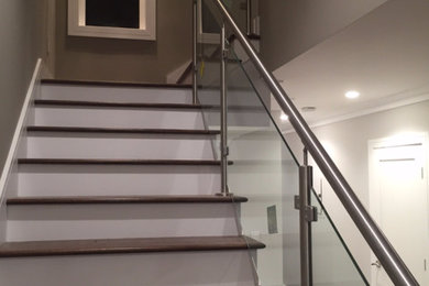 Staircase - contemporary wooden l-shaped staircase idea in San Francisco with wooden risers