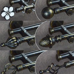 Double curtain rod set in black bursh gold color - Products