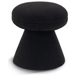 Meridian Furniture - Drum Faux Shearling Teddy Fabric Upholstered Ottoman/Stool, Black - Indulge in comfort and style with this Drum faux shearling teddy fabric ottoman/stool. This exquisite stool comes wrapped in soft black faux shearling teddy fabric to create an inviting seating option that beckons you to relax and unwind. Its tapered base not only ensures stability and adds a touch of contemporary elegance, making it an ideal stool for extra seating or a stylish accent piece in any room.