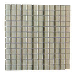 GBM Manufacturing - Metro 1"x1" Glass Square Mosaic Tile,Glossy Cream, Single Sheet - Mosaic Tile