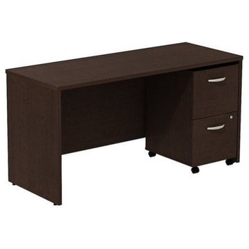 Series C 60" Credenza with Pedestal in Mocha Cherry - Engineered Wood