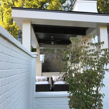 Pavilion side view shows subtle pitch of standing seam roof