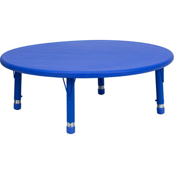 45'' Round Blue Plastic Height Adjustable Activity Table