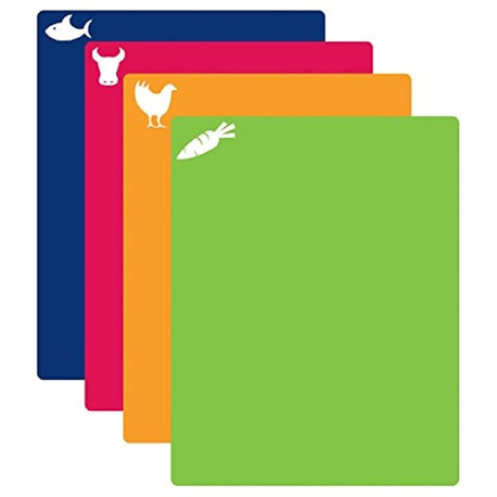 Flexible Cutting Mat with Food Icons 4-piece Set