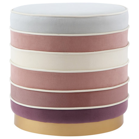 Nicole Miller Suprena Ottoman, Matte Metal Base, Blush