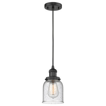 Small Bell 1-Light LED Pendant, Matte Black, Glass: Seedy