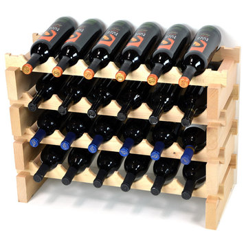6 Bottle Across Stackable Modular Wine Rack 24-72 Bottles, 24 Bottles 4 Rows