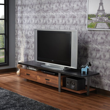 ACME Elling 2-Drawer Wooden TV Stand in Walnut and Black