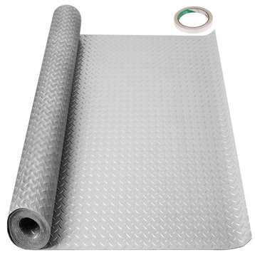 VEVOR Garage Floor Mat Anti-Slide Diamond Mats, Silver, 19x4.9 Ft