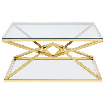 Chandler Coffee Table, Polished Gold Steel