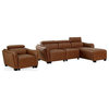 Furniture of America Holm Faux Leather 2-Piece Sectional and Chair Set in Brown