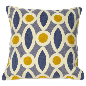 Hand-Embroidered Pondicherry Geometric Pillow, Cover Only