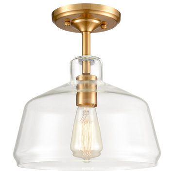 Modern Brass Ceiling Lights Semi Flush Mount Glass Ceiling Lighting Fixture Gold