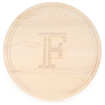 BigWood Boards Round Maple Monogram Cheese Board, F