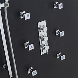 Lima Thermostatic Shower System 3 Way Mixer with 6 Body Spa Sprays - Showerheads And Body Sprays