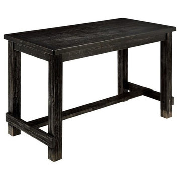 Furniture of America Sinuata Wood 60" Counter Height Table in Antique Black