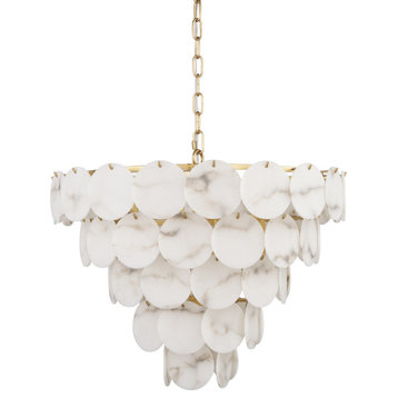 Monroe Brushed Gold Metal With Resin Shade 6-Light Chandelier