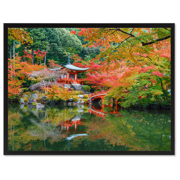 Autumn Daigoji Temple Landscape Photo Canvas Print with Picture Frame, 13"x17"