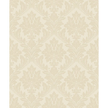 Classic Floral Damask Textured Wallpaper , Metallic, Double Roll