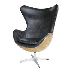 Aviator Jump Seat Spitfire Leather Chair-Brass | Zin Home - Sessel