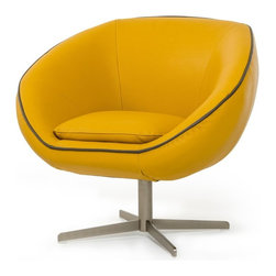 DIVANI CASA WILLOW MODERN YELLOW ECO-LEATHER LOUNGE CHAIR - Outdoor Lounge Chairs