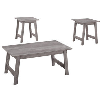 Table Set 3Pcs Set Coffee End Side Accent Living Room Laminate Grey Transitional