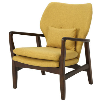 GDF Studio Teague French Style Dark Espresso Wood Club Chair, Mustard/Dark Espresso