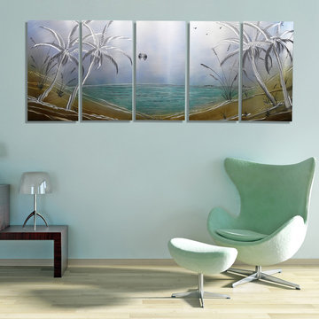 Tropical Escape - Tropical Modern Metal Painting, Nautical Decor