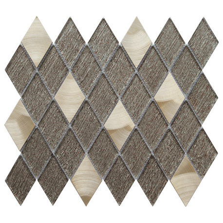 Ballagh 9.9"x12" Diamond Glass Mosaic Mix Wall Tile, Brown, Box of 15