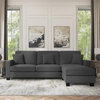 Stockton 102W Couch with Reversible Chaise in Charcoal Gray Herringbone Fabric