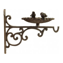 Import Wholesales - Plant Hanger Bird Bath, Rust Brown Color, 10.25" Deep - Brackets