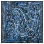 Elk Home - Blue Rhythm Framed Wall Art - Blue Rhythm is the ideal accent for a contemporary style interior. Individually hand painted on canvas, this abstract adds a dynamic note to a blank space. Featuring a palette of blues, working from dark to light, Blue Rhythm displays a creative and inventive spirit. This piece is completed with a floating silver frame.
