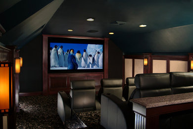Arts and crafts home theater photo in Manchester