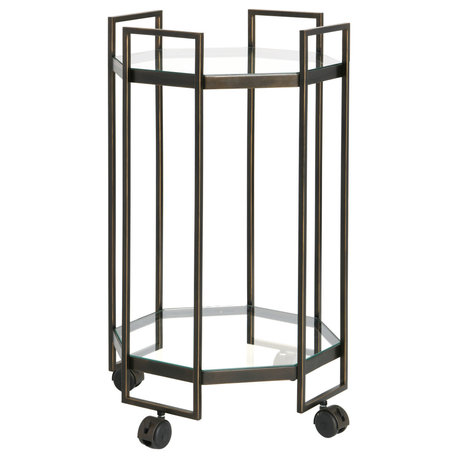 Octagon Black Metal Bar cart