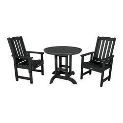 Highwood USA - Lehigh 3-Piece Round Dining Set, Black - Outdoor Dining Sets