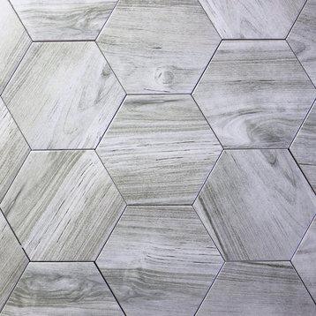 Artisan Wood 8 in x 8 in Ceramic Hexagon Tile in Smokey Gray