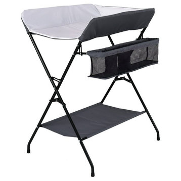 Modern Style Baby Storage Folding Diaper Changing Table, Gray