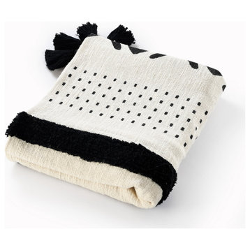 Modern Boho Tufted Stripe Cotton Throw Blanket, 50" x 60"