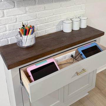 Playroom Art Cabinet with Built-In Charging Drawer