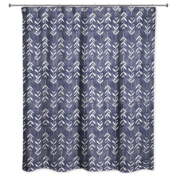 Navy Vine Pattern 71x74 Shower Curtain