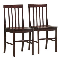 Walker Edison - Plaine Espresso Wood Dining Chair Set of 2 - Bar Stools And Counter Stools