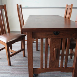 Leather Top Library Table and Chairs - Home Office Furniture