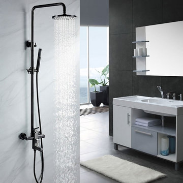 $329.99 Single Handle Black Nickel Exposed Rain Shower System & Tub Filler Spout