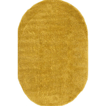 Taylor Collection Plush Yellow Shag Area Rug, 3'11"x5'11"