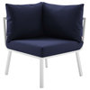 Lounge Sectional Sofa Chair Set, Aluminum, Metal, White Blue Navy, Outdoor