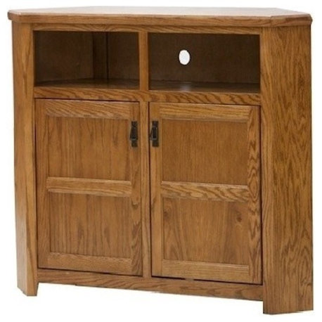 Tall Mission 50" Wide Corner TV Console, Olive Oak