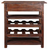 Sunset Trading Cottage Wood Wine Server with Drawer in Raftwood Brown