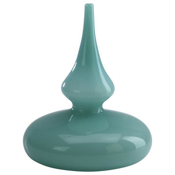 Cyan Small Stupa Vase 02378, Turquoise