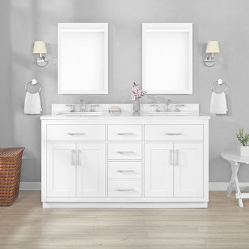 OVE Decors Bailey 60" Double Sink Bathroom Vanity With Power Bar, White