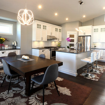 All White Kitchen with Dark Counter Tops